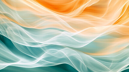 Fluid patterns of orange and blue hues create a mesmerizing abstract art piece