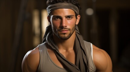 Obraz premium Close-up of a young male model in a designer's eyewear collection, showcasing the fashion-forward frames and modern style