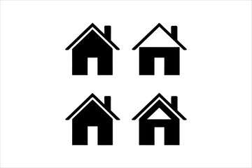 Simple monochrome house icon set