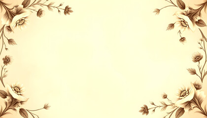 vintage wallpaper frame of sepia flower floral border, Dynamic motion, with white tones