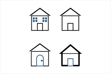 Simple monochrome house icon set