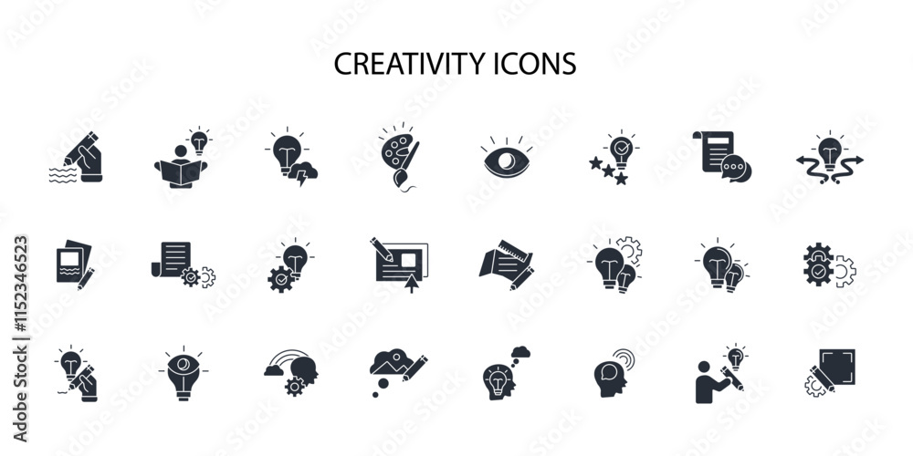 Fototapete Creativity icon set.vector.Editable stroke.linear style sign for use web design,logo.Symbol illustration.