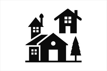 Simple monochrome house icon set