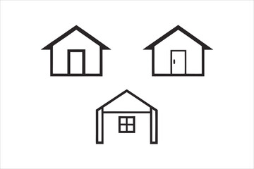 Fototapeta premium Simple monochrome house icon set