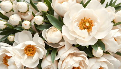 Fototapeta premium Pure white peony flowers as floral art background, wedding decor and luxury branding