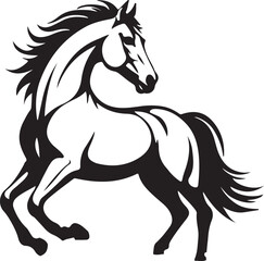 A black and white horse silhouette design