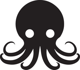 A black and white logo type octopus silhouette design