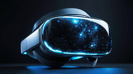 VR headset with a cosmic galaxy design and cutting-edge technology