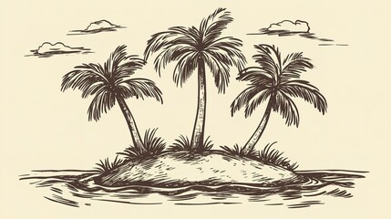 Tropical island with palm trees	
