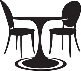 Fototapeta premium A black and white restaurant chair, table silhouette design