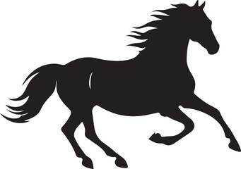 A black and white horse silhouette design