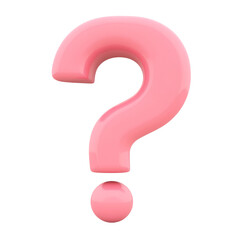 Naklejka premium A vibrant pink question mark stands prominently against a clean white backdrop, representing curiosity and the quest for knowledge in a creative studio environment.