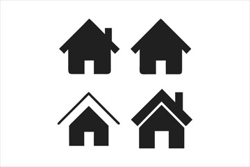 Simple monochrome house icon set