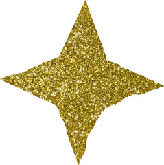 Textured star torn paper with glitter, retro vintage elegant shining element for scrapbook collge
