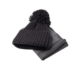 Winter Hat Isolated, Knitted Cap, Beige Winter Hat on White Background