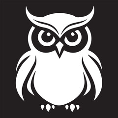 A black and white logo type owl silhouette design
