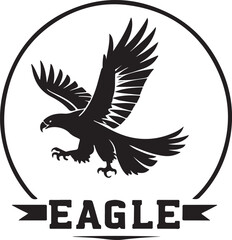 Naklejka premium A black and white logo type eagle silhouette design
