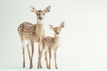 two deer standing on a white background