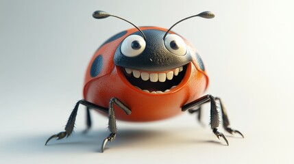 close-up of a smiling cartoon ladybug