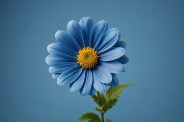 there is a blue flower with a yellow center on a stem