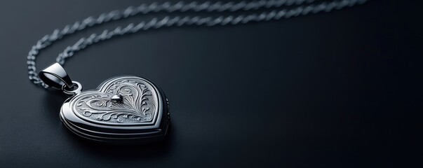 Luxurious silver locket with floral engraving design for valentine's day