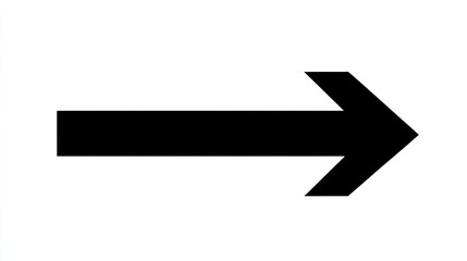 Black arrow points right on clear background indicating direction for movement or navigation