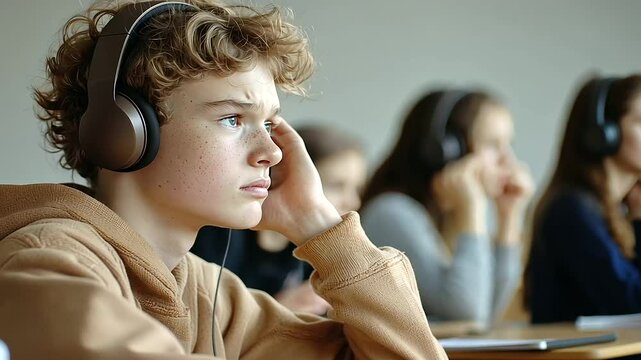 Teenager Struggling to Hear Teacher in Noisy Classroom