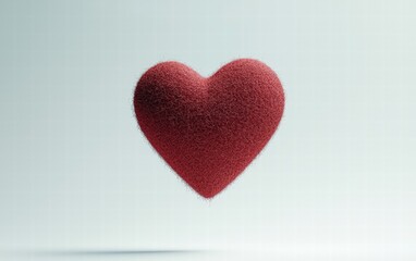 Obraz premium A soft felt heart, floating mid-air with a cozy texture against a bright white background for Valentines Day