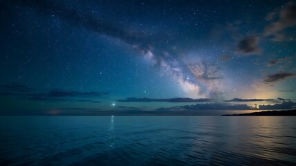 Milky Way over Calm Ocean at Night