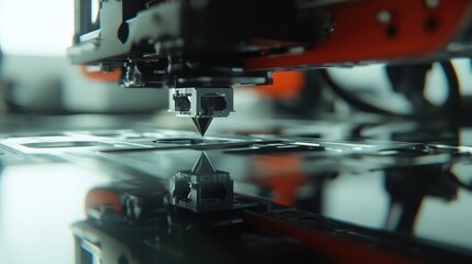 Close-Up of Modern 3D Printer Creating Precision Parts in a High-Tech Manufacturing Environment