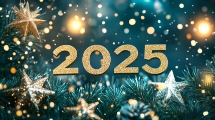 Glittering 2025 New Year's Eve Celebration with Festive Decorations