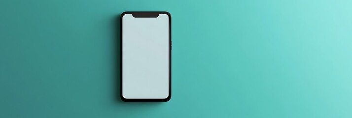 Empty smartphone screen template isolated on a solid muted teal background