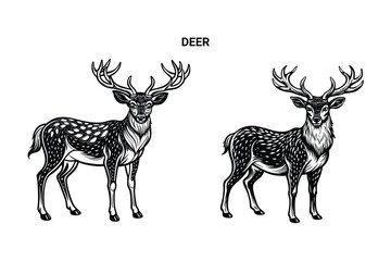 Editable Silhouette Deer Isolated Vector Illustration