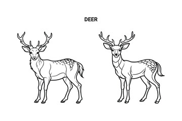 Editable Deer Isolated Outline Vector Illustration