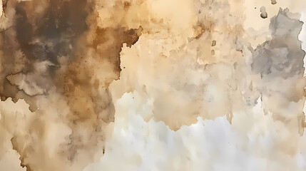 Watercolor mottled texture on vintage and aged paper, weathered edges, and nostalgic sepia tones. Dappled. Illustration