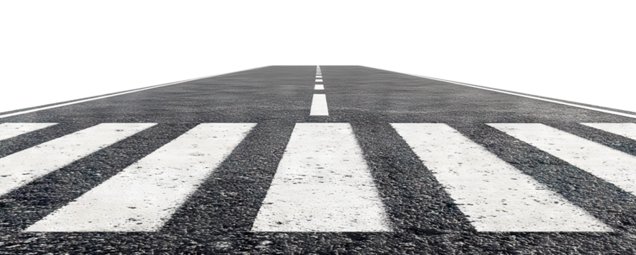 Asphalt road with pedestrian crosswalk marking, isolated on transparent cutout background	
 - Powered by Adobe