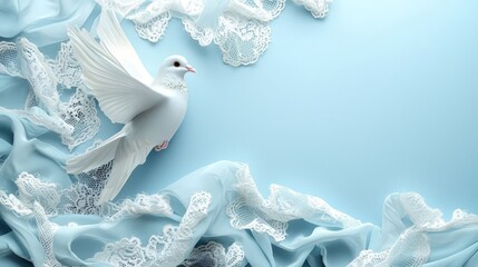 Obraz premium A dove with lace and satin.