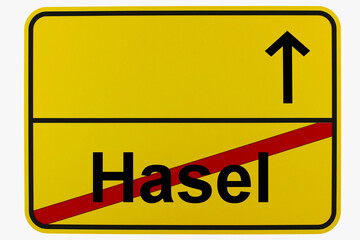  Illustration eines Ortsausgangsschildes von Hasel in Baden-Württemberg
