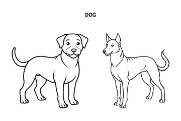 Editable Dog Isolated Outline Vector Illustration