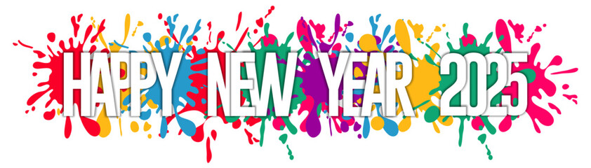 happy new year 2025 colorful splash design