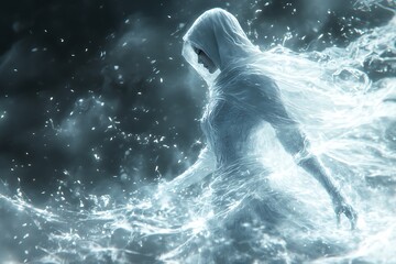 A Water Nymph in a Flowing White Robe