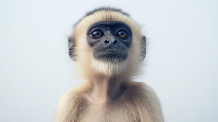 Fototapeta premium close up of a gibbon against a white background