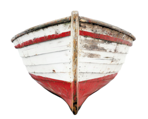 Isolated Old Wooden Boat Front View