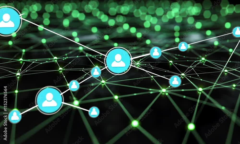 Poster global network connection abstract visualization showing interconnectedness of people through digita