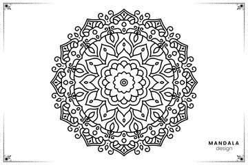 Luxurious geometric floral mandala design for a coloring book, featuring intricate patterns on a white background. Perfect for mehndi, greeting cards, stickers, textiles, posters, and tattoos