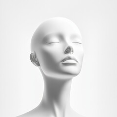white mannequin head on white background