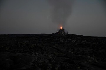 Erta Ale volcano activity at the crater in the Danakil depression of the Afar region in Ethiopia at...