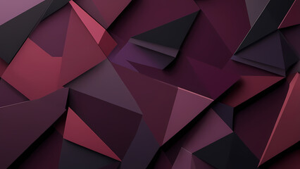 Fototapeta premium Abstract Burgundy Triangles: Geometric pattern of overlapping burgundy triangles in varying shades, creating a visually striking and modern abstract background. 