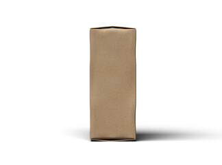 Rendered image of a rectangular cardboard box with dents on a light background