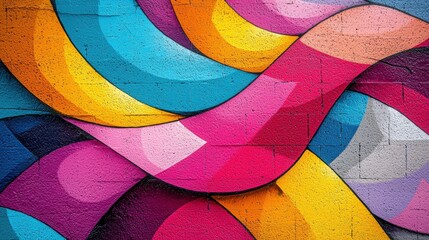 Vibrant abstract mural featuring colorful swirls on urban wall